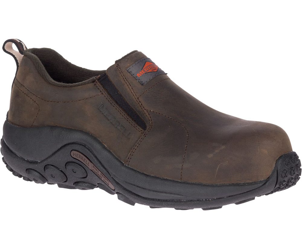 Merrell Slip Ons Brown - Jungle Moc Leather Comp Toe Work - Womens 98OGUCAJF